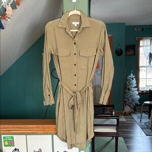 Nordstrom Olive Long Sleeve Shirt Dress